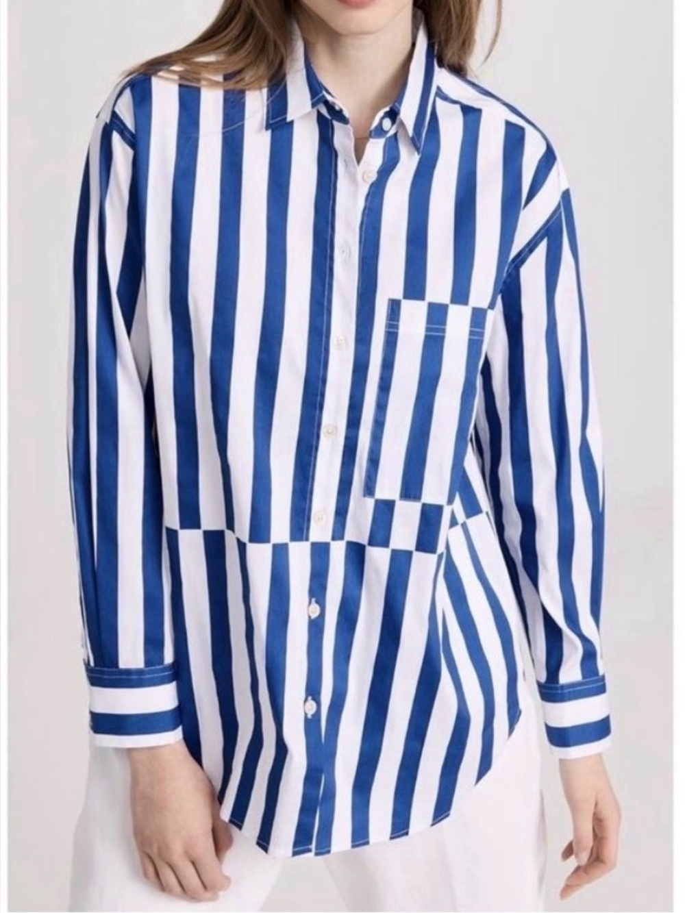 AYR The Deep End Button Down Shirt Marais Blue Regatta Stripe XS